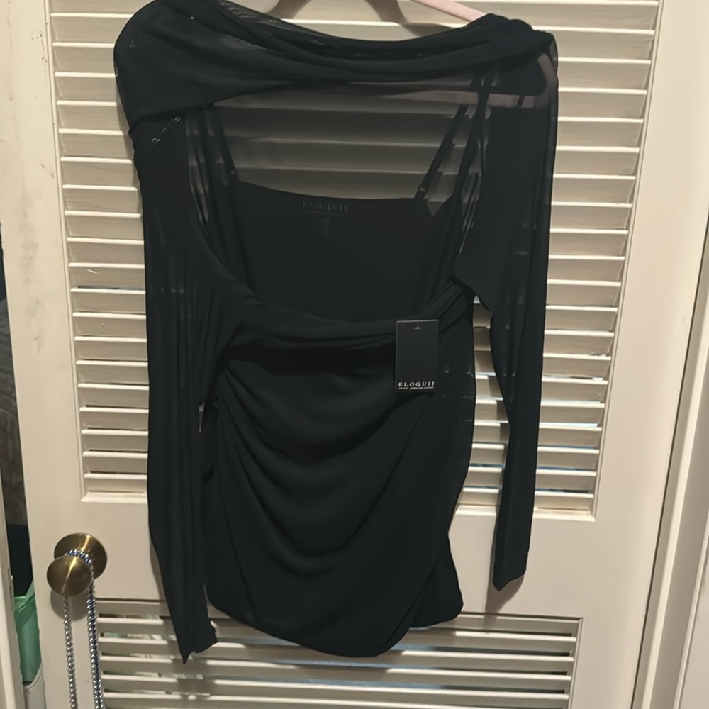NWT Eloquii plus sized 14/16 new with tags black long sleeved blouse, polyester